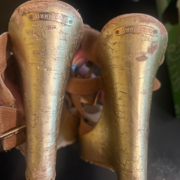 Jimmy Choo Leather Glitter Accent Sandals - Picture 12 of 13